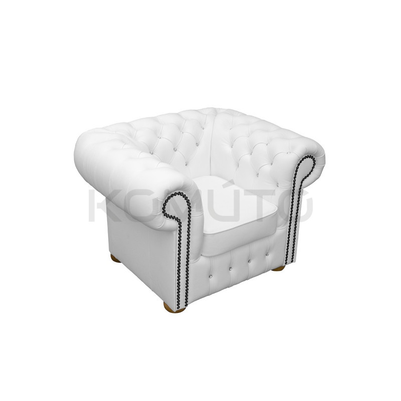 Fotel Chesterfield z kryształkami Glamour Classic Skóra Fotel Chesterfield z kryształkami Glamour Classic Skóra