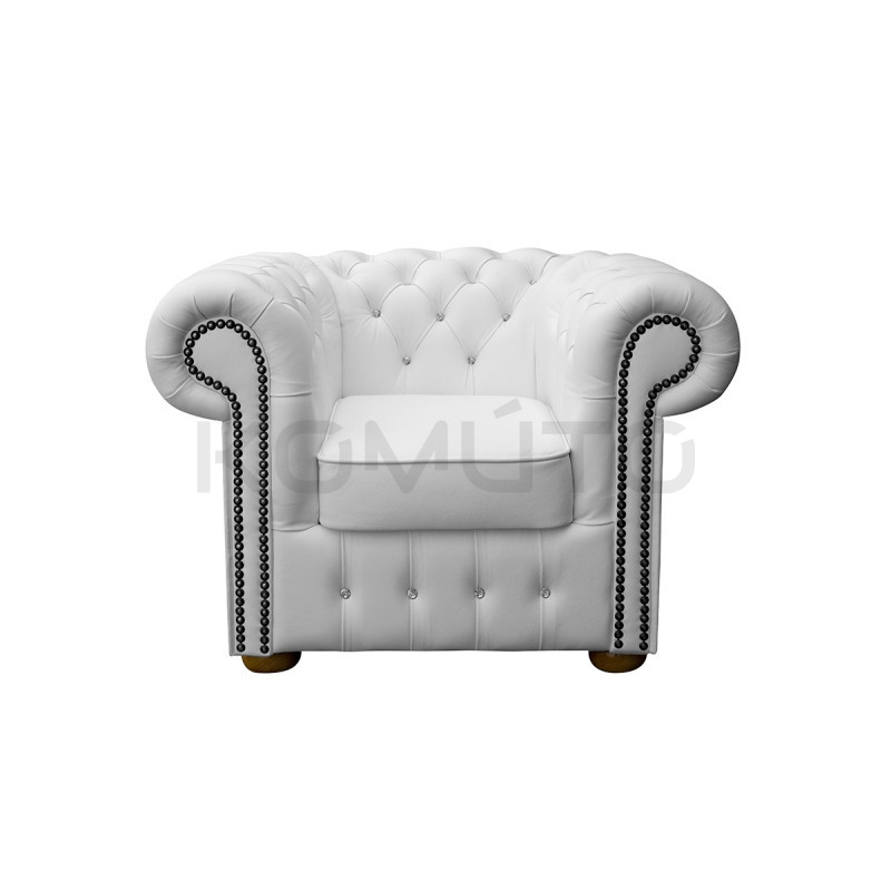 Fotel Chesterfield z kryształkami Glamour Classic Skóra Fotel Chesterfield z kryształkami Glamour Classic Skóra