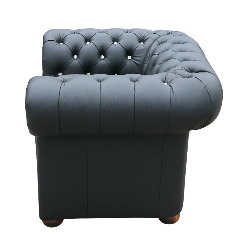 Fotel Chesterfield z kryształkami Glamour Classic Skóra Fotel Chesterfield z kryształkami Glamour Classic Skóra
