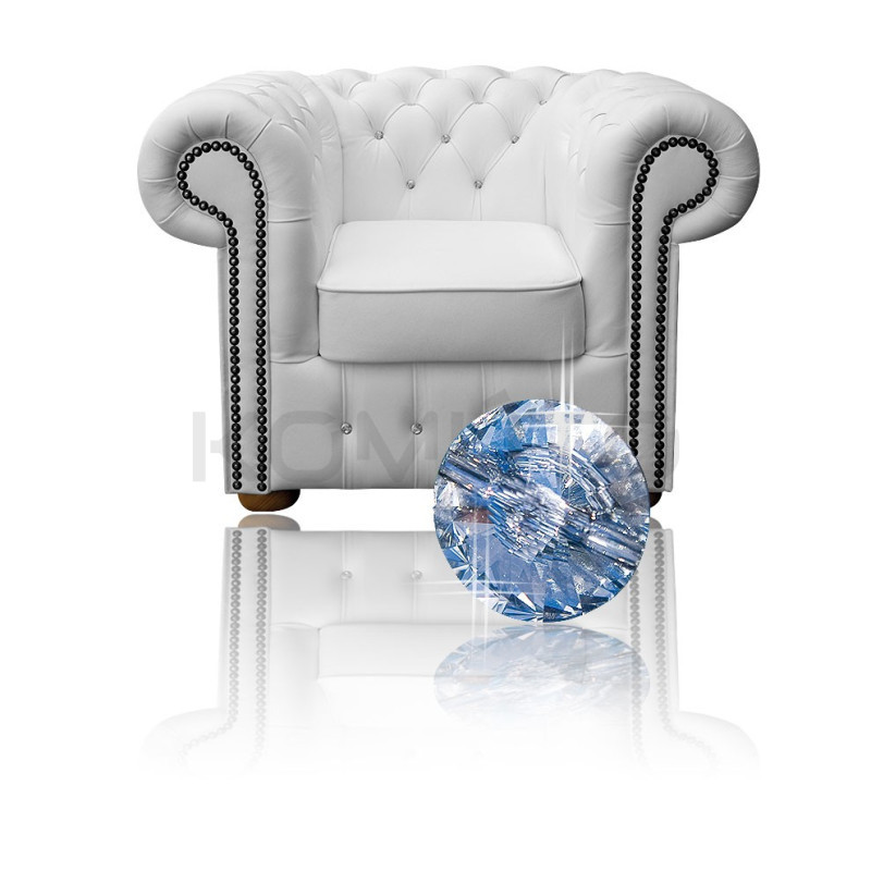 Fotel Chesterfield z kryształkami Glamour Classic Skóra