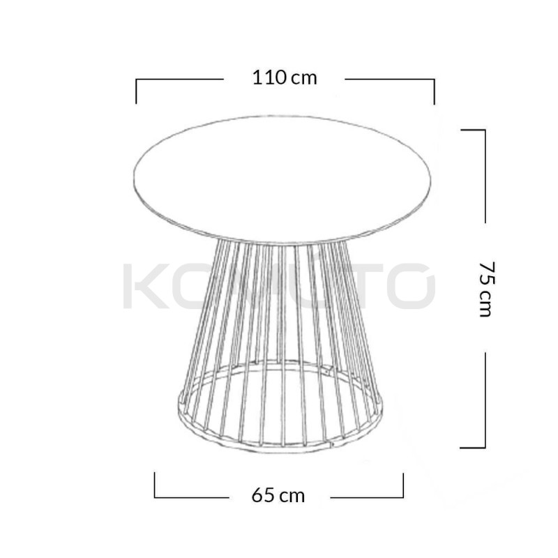 Okrągły Stół Glam Marble 110 blat marmur podstawa  metalowa 