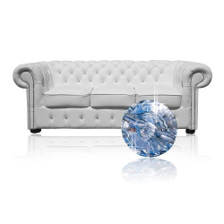 Sofa Chesterfield z kryształkami Classic Skóra 3 os.