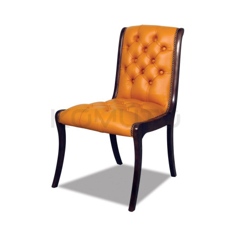 Krzesło Chesterfield z pikowanym siedziskiem skóra Henry Plus