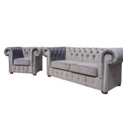 Fotel Chesterfield Classic XL plusz, welur, tkanina, materiał