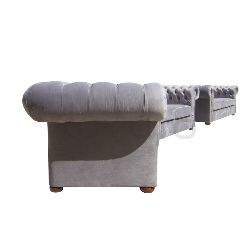 Fotel Chesterfield Classic XL plusz, welur, tkanina, materiał