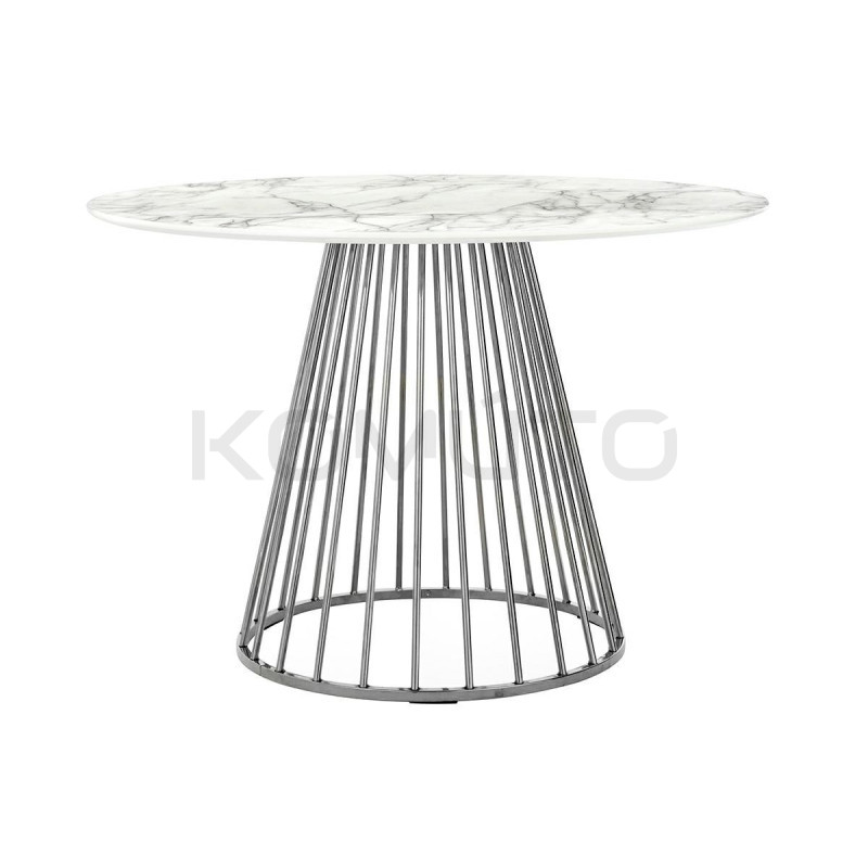 Okrągły Stół Glam Marble 110 blat marmur podstawa  metalowa 