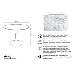 Stół Tulip z marmurem Bianco Carrara 100 - elegancja i styl