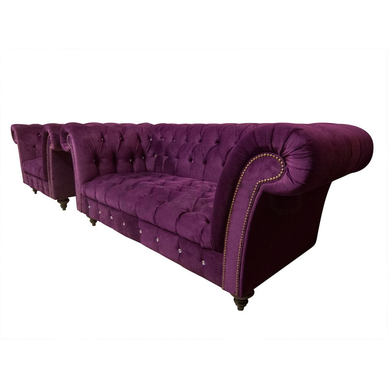 Sofa Glamour Chesterfield Elba 2 osobowa wysokie nóżki
