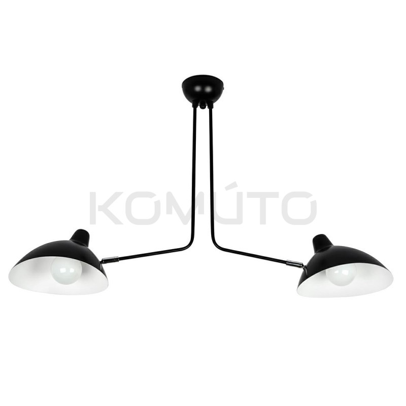 Lampa Raven 2 czarne klosze regulowane z białym wnętrzem