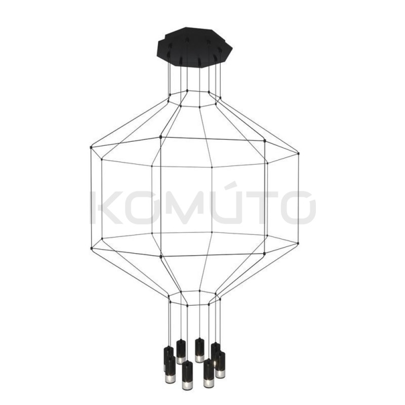 Lampa designerska Wisząca Linea 8 czarna w stylu loft