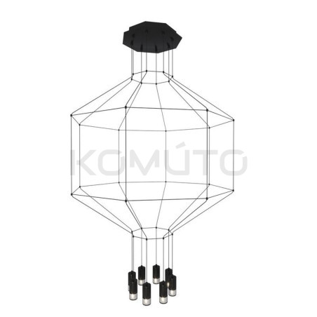 Lampa designerska Wisząca Linea 8 czarna w stylu loft