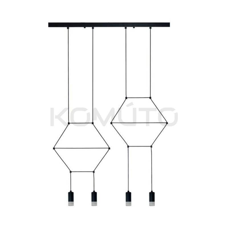 Lampa designerska Wisząca Linea Line 4 pozioma czarna
