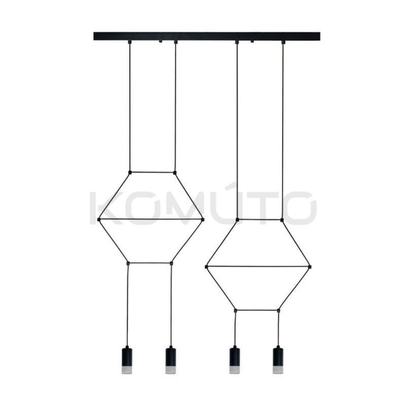 Lampa designerska Wisząca Linea Line 4 pozioma czarna Lampa designerska Wisząca Linea Line 4 pozioma czarna