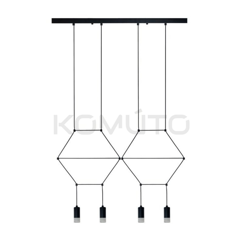 Lampa designerska Wisząca Linea Line 4 pozioma czarna Lampa designerska Wisząca Linea Line 4 pozioma czarna