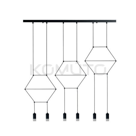 Lampa designerska Wisząca Linea Line 6 czarna w stylu loft