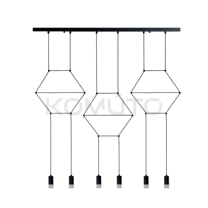 Lampa designerska Wisząca Linea Line 6 czarna w stylu loft