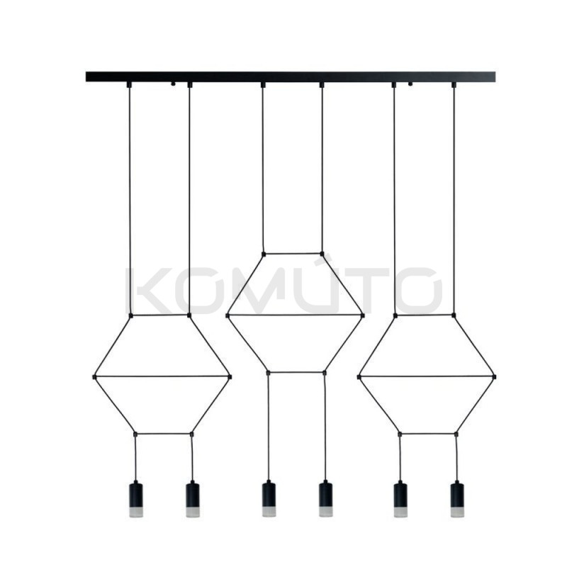 Lampa designerska Wisząca Linea Line 6 czarna w stylu loft