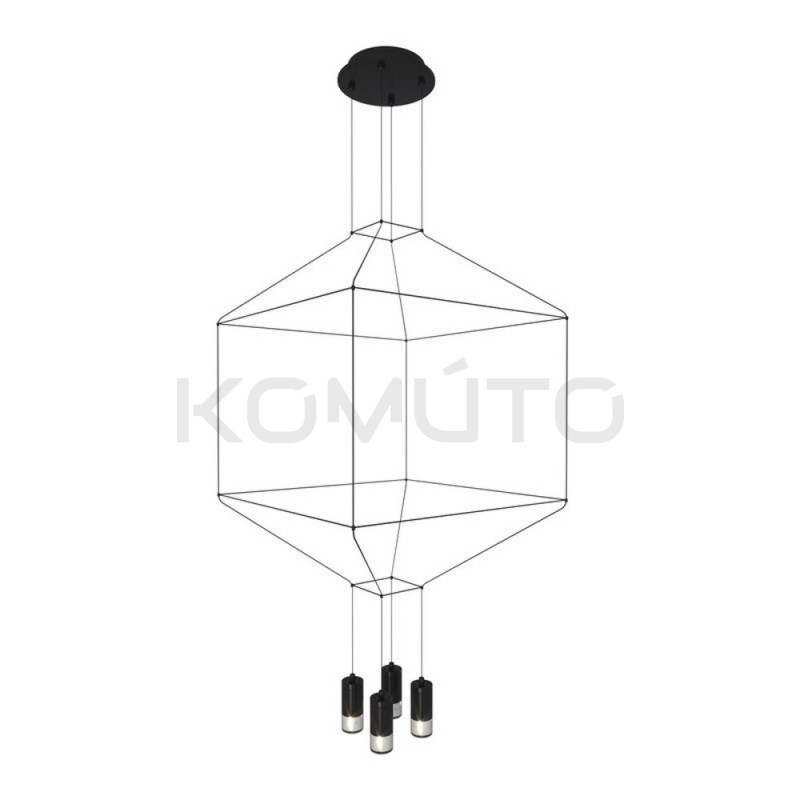 Lampa designerska wisząca Linea 4 czarna w stylu loftowym Lampa designerska wisząca Linea 4 czarna w stylu loftowym