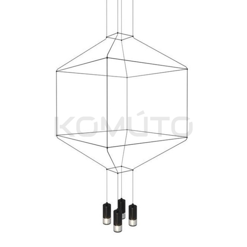 Lampa designerska wisząca Linea 4 czarna w stylu loftowym