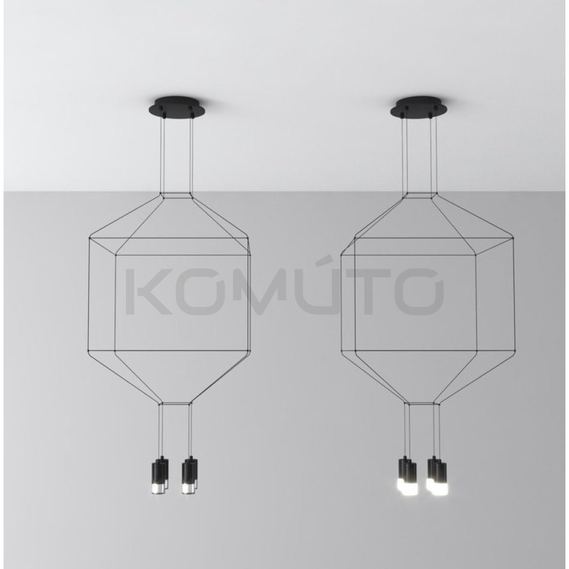 Lampa designerska wisząca Linea 4 czarna w stylu loftowym Lampa designerska wisząca Linea 4 czarna w stylu loftowym