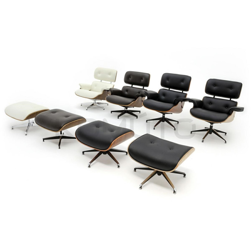 Fotel Bauhaus LOUNGE z podnóżkiem ekoskóra czarny  Fotel Bauhaus LOUNGE z podnóżkiem ekoskóra czarny