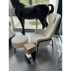 Fotel z podnóżkiem Boucle Teddy Grand bouclé beżowy brązowy Fotel z podnóżkiem Boucle Teddy Grand bouclé beżowy brązowy