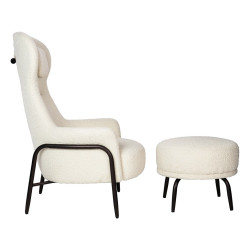 Fotel z podnóżkiem Boucle Teddy Grand bouclé beżowy brązowy Fotel z podnóżkiem Boucle Teddy Grand bouclé beżowy brązowy