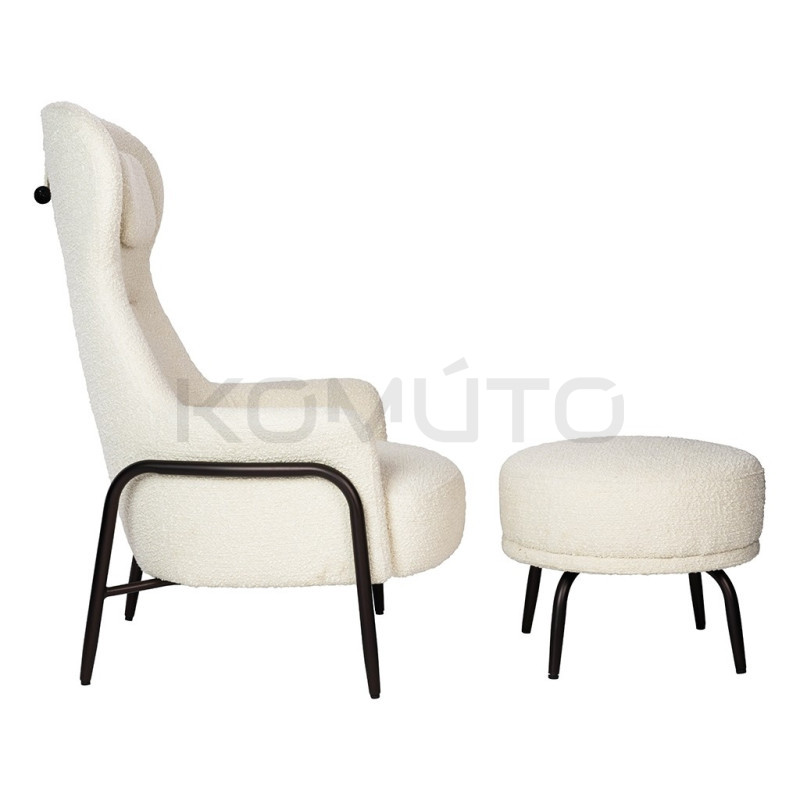 Fotel z podnóżkiem Boucle Teddy Grand bouclé beżowy brązowy Fotel z podnóżkiem Boucle Teddy Grand bouclé beżowy brązowy