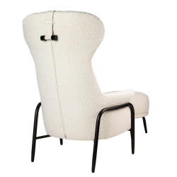 Fotel z podnóżkiem Boucle Teddy Grand bouclé beżowy brązowy Fotel z podnóżkiem Boucle Teddy Grand bouclé beżowy brązowy