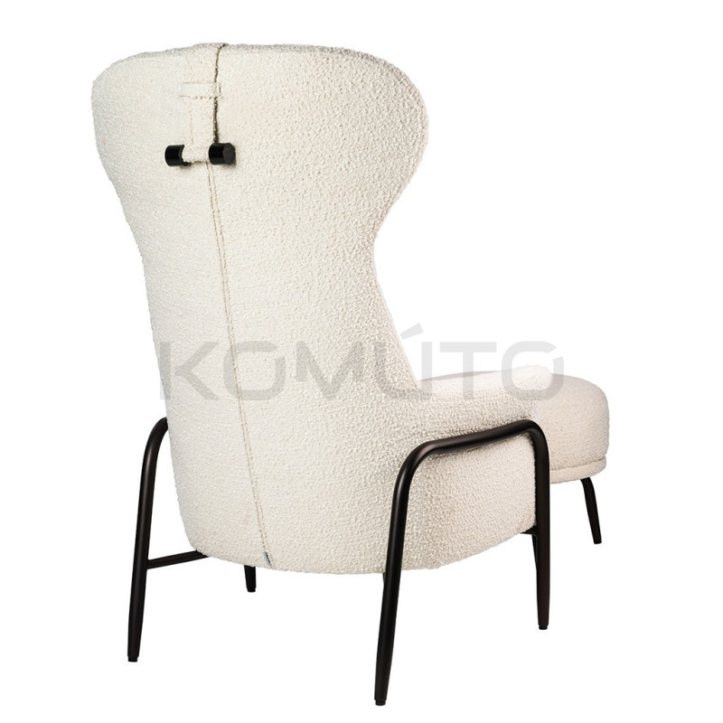 Fotel z podnóżkiem Boucle Teddy Grand bouclé beżowy brązowy Fotel z podnóżkiem Boucle Teddy Grand bouclé beżowy brązowy