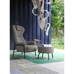 Fotel z podnóżkiem Boucle Teddy Grand bouclé beżowy brązowy