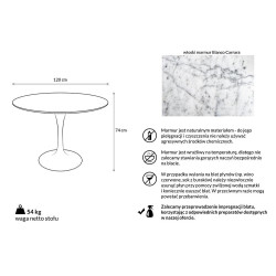Okrągły Stół Tulip z blatem z marmuru  6 osobowy Okrągły Stół Tulip z blatem z marmuru  6 osobowy