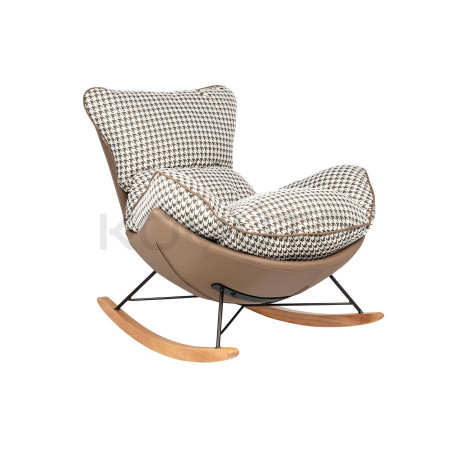 Boho Fotel bujany Otilia pepitka tapicerowany tkaniną w pepitkę