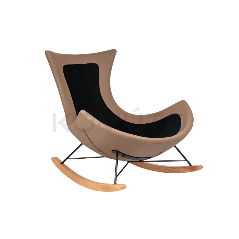 Boho Fotel bujany Otilia pepitka tapicerowany tkaniną w pepitkę Boho Fotel bujany Otilia pepitka tapicerowany tkaniną w pepitkę