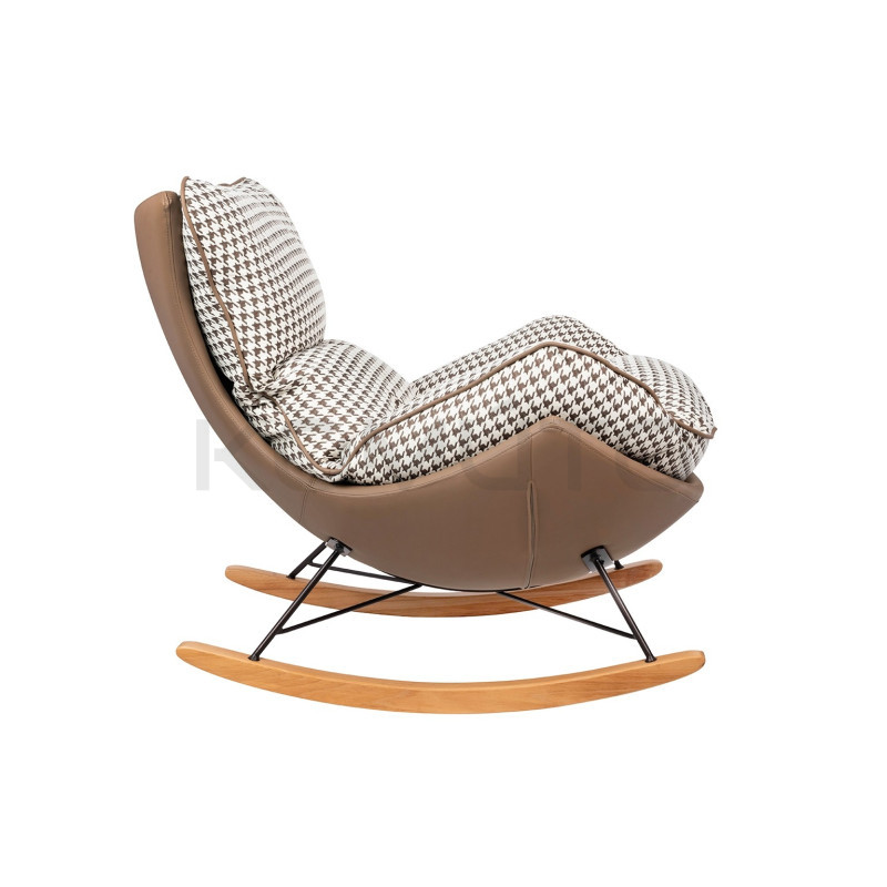 Boho Fotel bujany Otilia pepitka tapicerowany tkaniną w pepitkę Boho Fotel bujany Otilia pepitka tapicerowany tkaniną w pepitkę