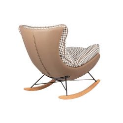 Boho Fotel bujany Otilia pepitka tapicerowany tkaniną w pepitkę Boho Fotel bujany Otilia pepitka tapicerowany tkaniną w pepitkę