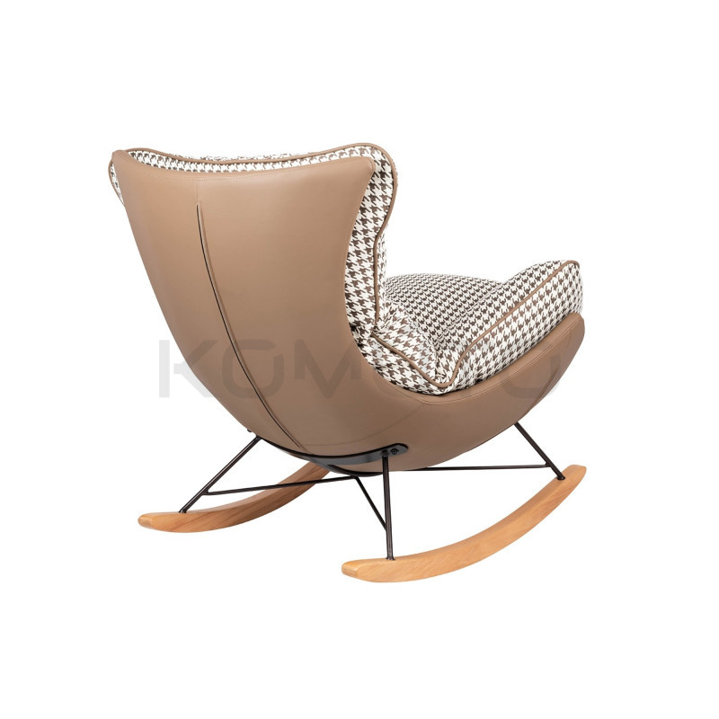 Boho Fotel bujany Otilia pepitka tapicerowany tkaniną w pepitkę Boho Fotel bujany Otilia pepitka tapicerowany tkaniną w pepitkę