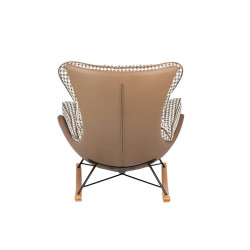 Boho Fotel bujany Otilia pepitka tapicerowany tkaniną w pepitkę Boho Fotel bujany Otilia pepitka tapicerowany tkaniną w pepitkę