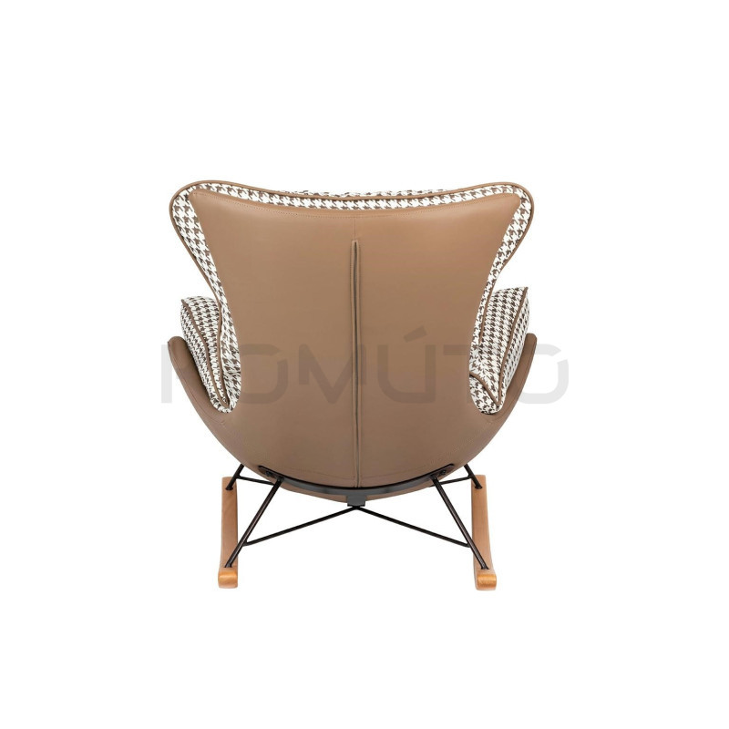 Boho Fotel bujany Otilia pepitka tapicerowany tkaniną w pepitkę Boho Fotel bujany Otilia pepitka tapicerowany tkaniną w pepitkę