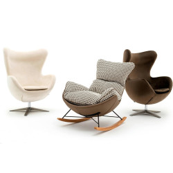 Boho Fotel bujany Otilia pepitka tapicerowany tkaniną w pepitkę Boho Fotel bujany Otilia pepitka tapicerowany tkaniną w pepitkę