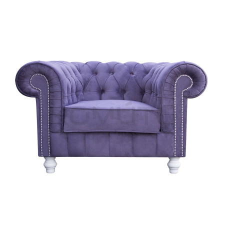 Fotel Chesterfield Canon na wysokich nóżkach plusz welur tkanina