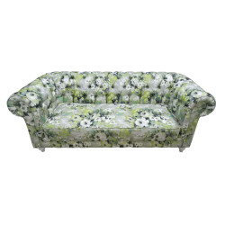 Pikowana Sofa Chesterfield 3 osobowa Lady wzór kwiatowy Pikowana Sofa Chesterfield 3 osobowa Lady wzór kwiatowy