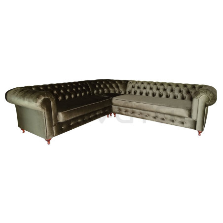 Pikowany Narożnik Chesterfield Lady 220x310 cm welur, plusz