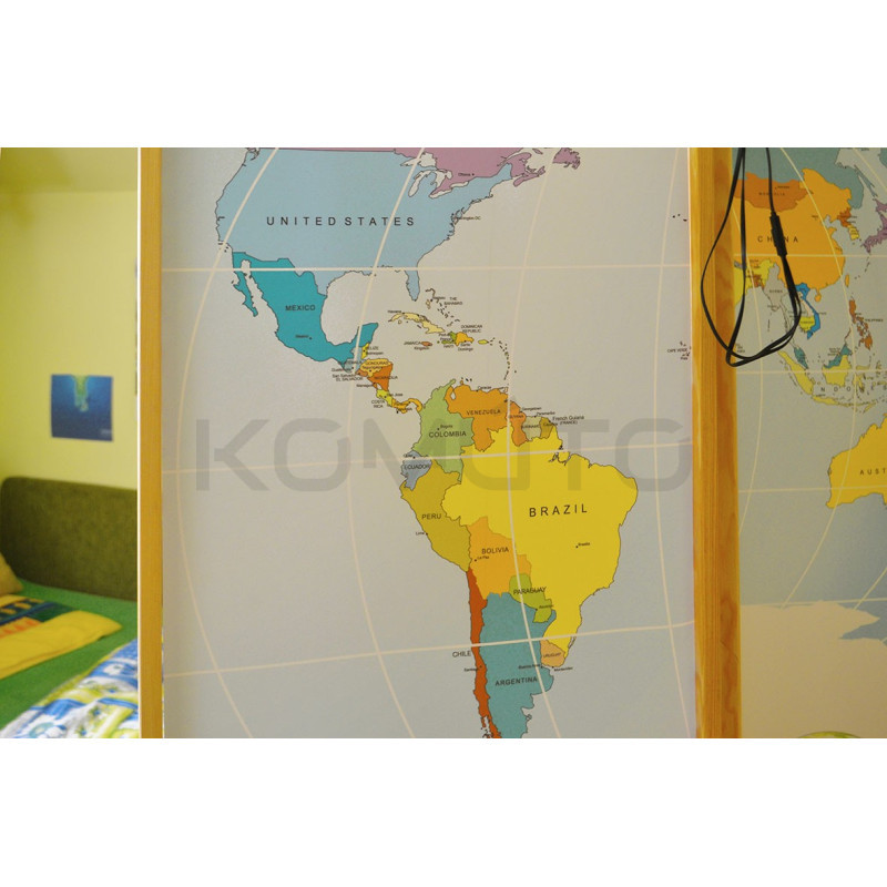 Parawan dziecięcy Mapa 3 skrzydłowy do pokoju nastolatka