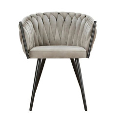 Krzesło Glamour Larissa tapicerowane welurem czarne nogi