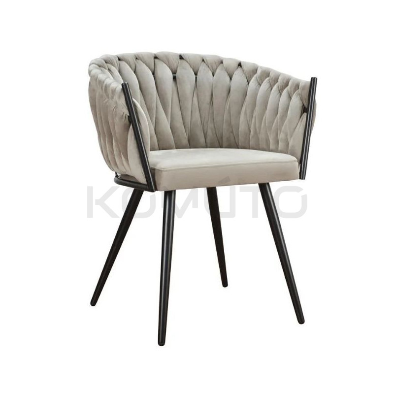 Krzesło Glamour Larissa tapicerowane welurem czarne nogi