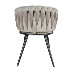 Krzesło Glamour Larissa tapicerowane welurem czarne nogi