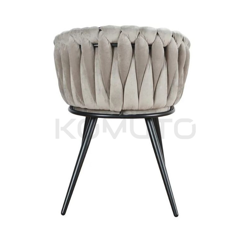 Krzesło Glamour Larissa tapicerowane welurem czarne nogi