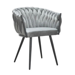 Krzesło Glamour Larissa tapicerowane welurem czarne nogi