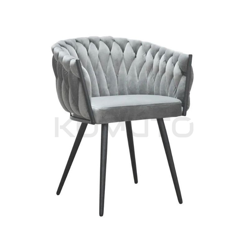 Krzesło Glamour Larissa tapicerowane welurem czarne nogi